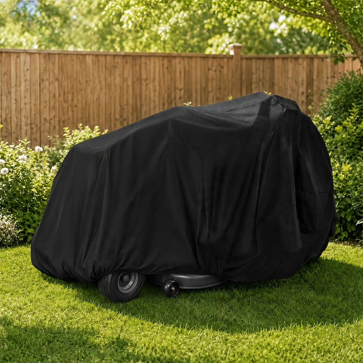 Riding Lawn Mower Cover Waterproof - Heavy Duty Lawn Tractor Cover with Windproof Buckle & Elastic Hem, All-Weather Protection