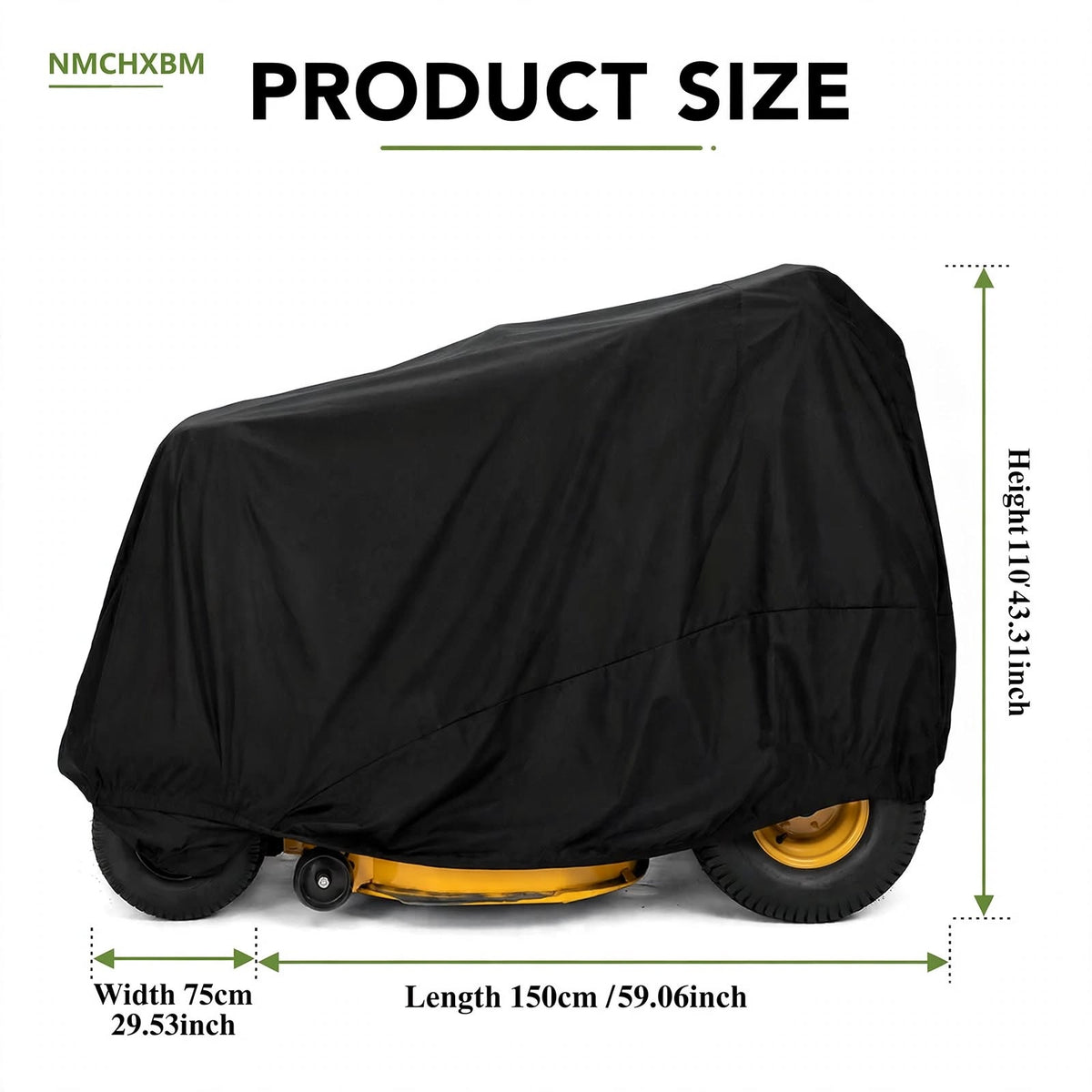 Riding Lawn Mower Cover Waterproof - Heavy Duty Lawn Tractor Cover with Windproof Buckle & Elastic Hem, All-Weather Protection