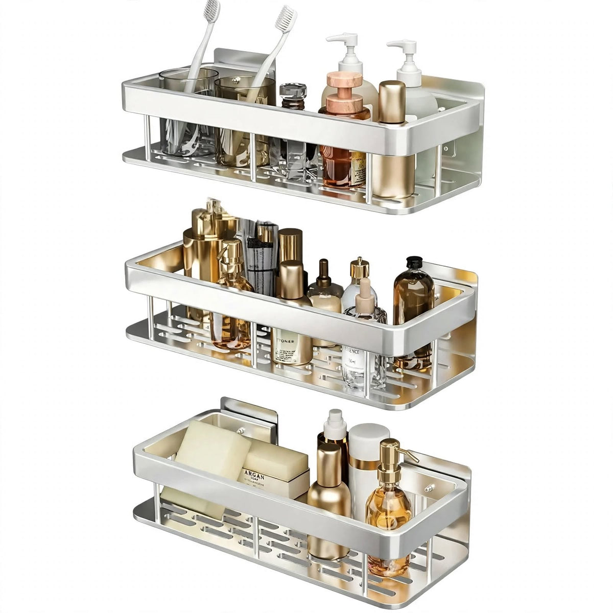Self-Adhesive Bathroom Shelf | No Drilling & Stainless Steel