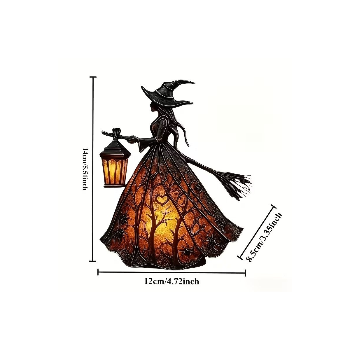 Witch Table Lamp - 3D Halloween Witch Lantern Lamp with Warm Glow