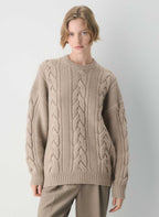 Oryisell Heritage Merino Wool Cable Knit Crewneck Sweater