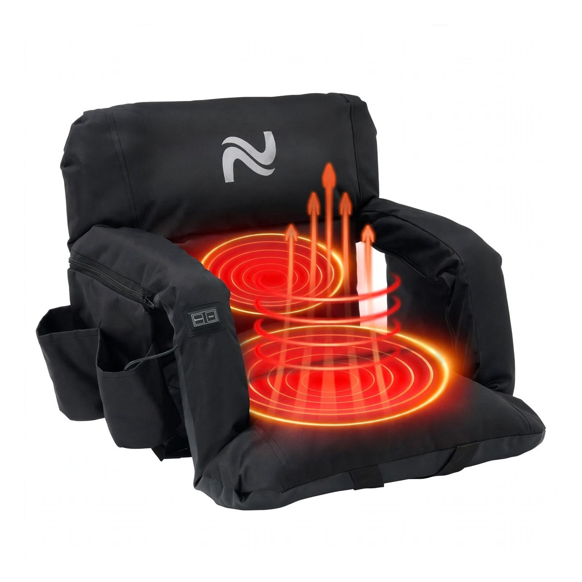 Heated Stadium Seat - USB Powered Bleacher Chair with Back Support, 3 Heat Levels