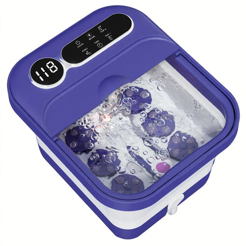 Electric Foot Bath Massager with Heater - Collapsible Foot Spa with Temperature Control and Bubble Massage