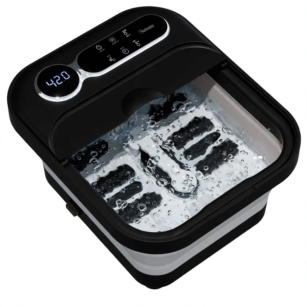 Electric Foot Bath Massager with Heater - Collapsible Foot Spa with Temperature Control and Bubble Massage