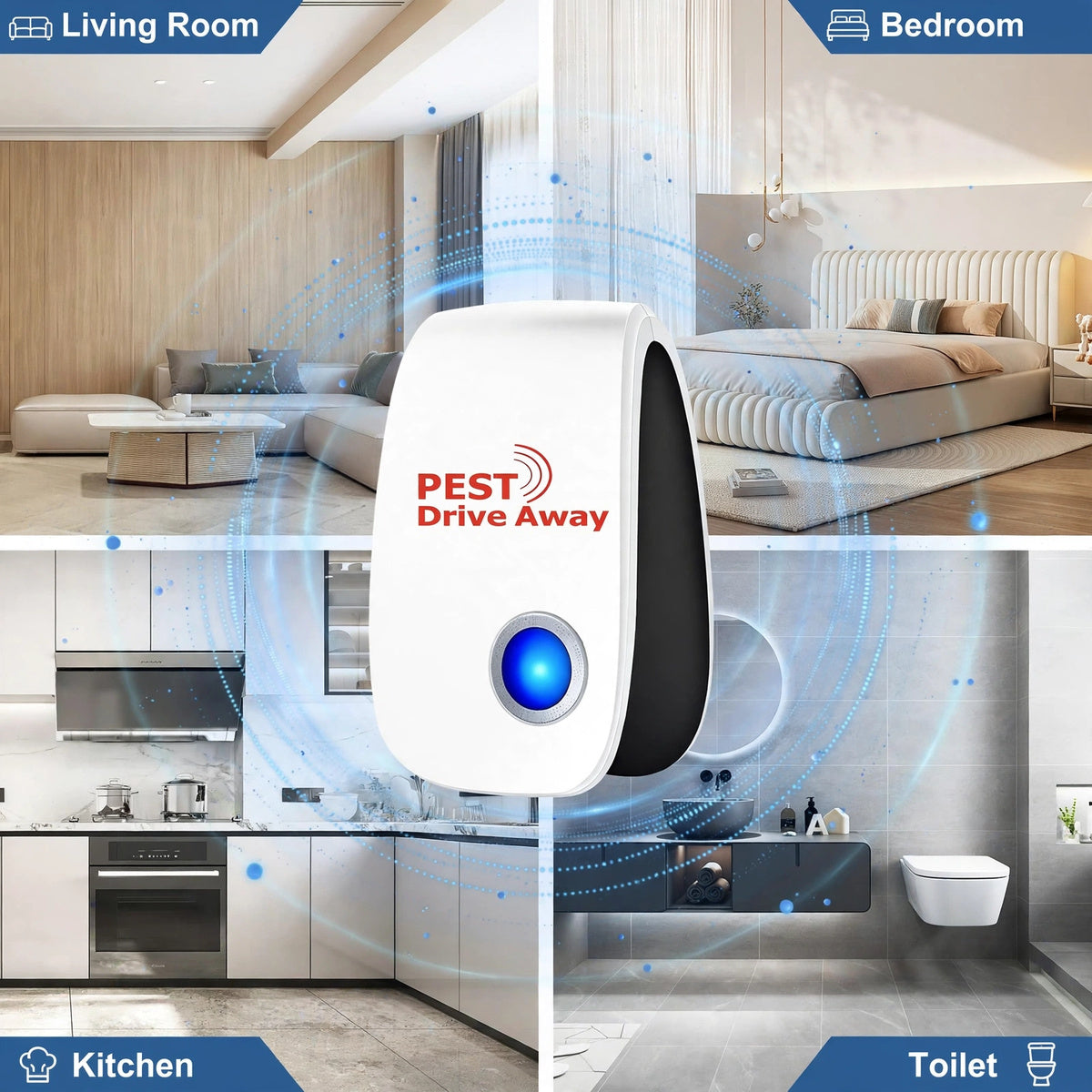 PEST Drive Away Ultrasonic Pest Repeller - Indoor Plug-In Device