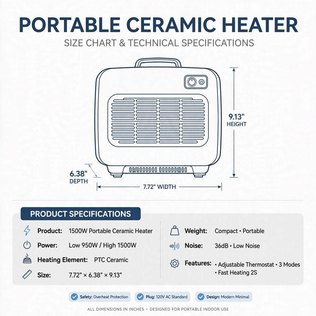 Portable Ceramic Heater  - Small Space Heater