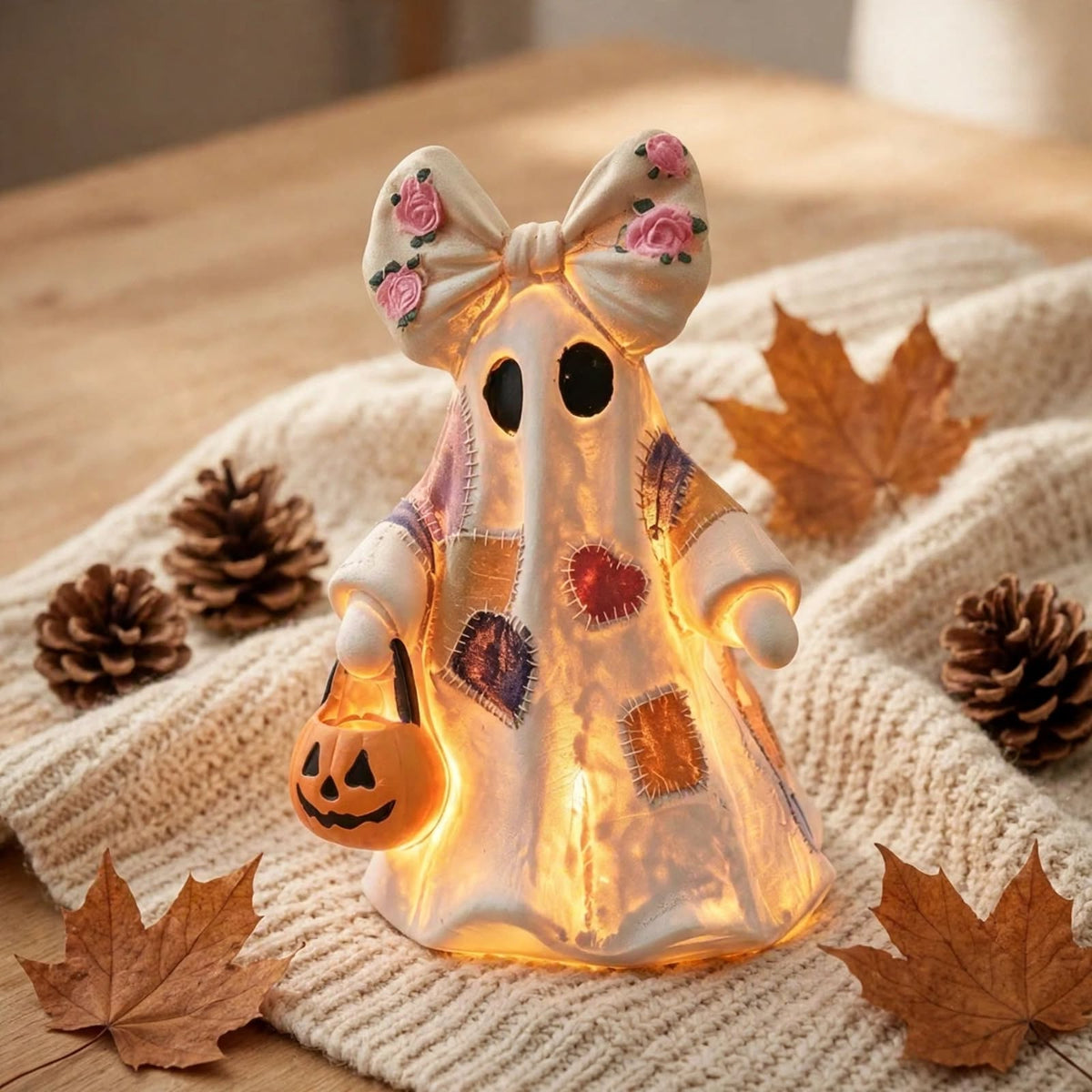 Patchwork Ghost Night Light - Halloween Lamp