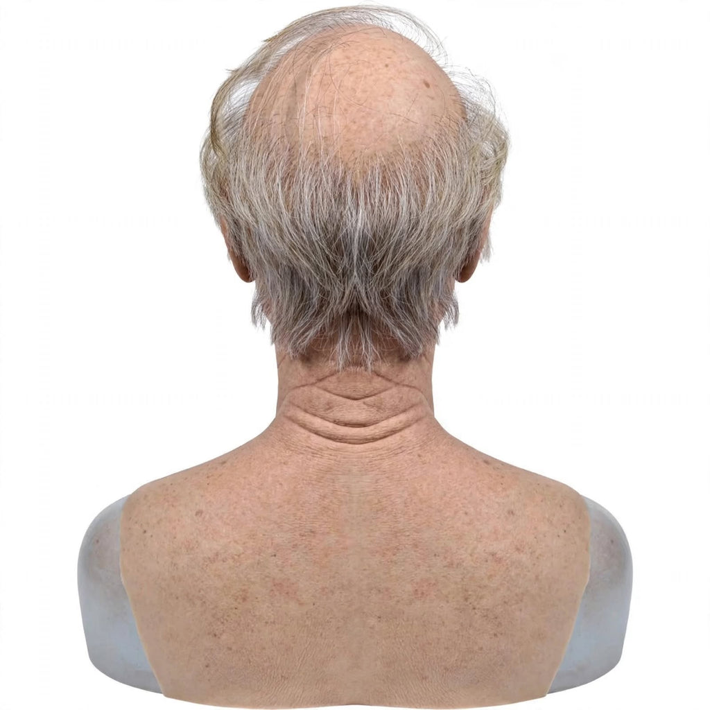 Realistic Old Man Latex Mask - Halloween Full Head Wrinkled Mask