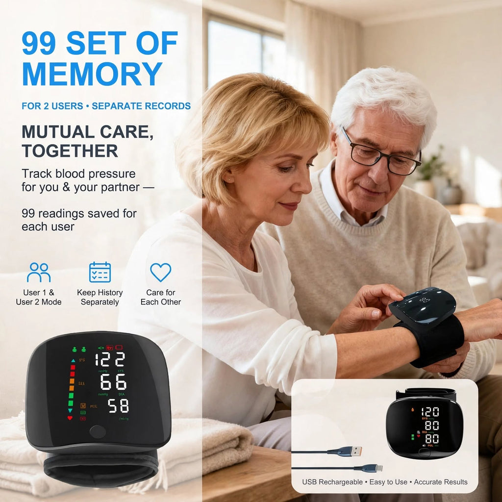 Wrist Electronic Blood Pressure Monitor | Rechargeable Digital Device