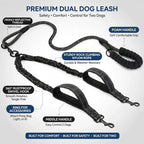 Dual Dog Leash 360° Swivel No-Tangle for 2 Dogs