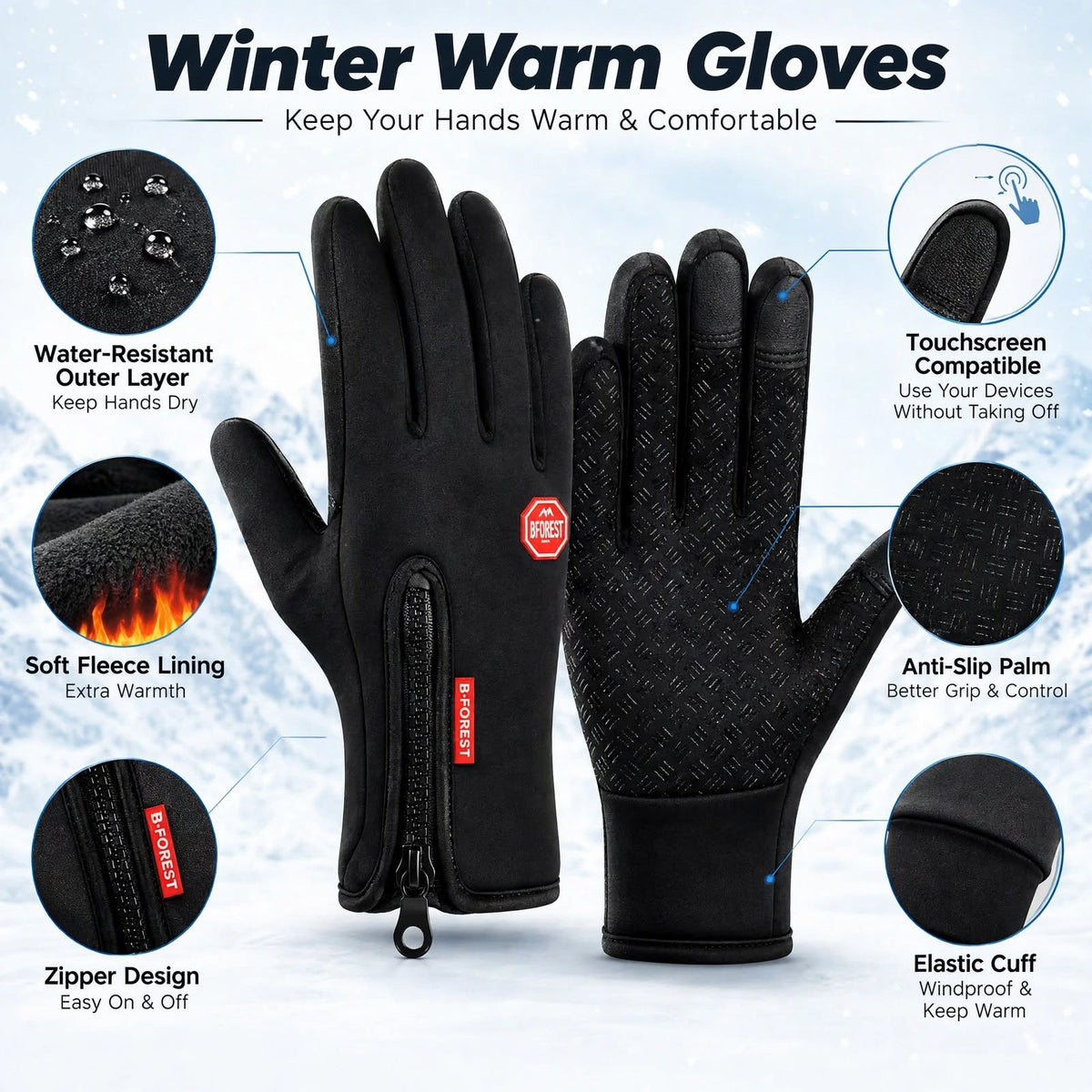 Rechargeable Heated Winter Gloves – Waterproof and Warm