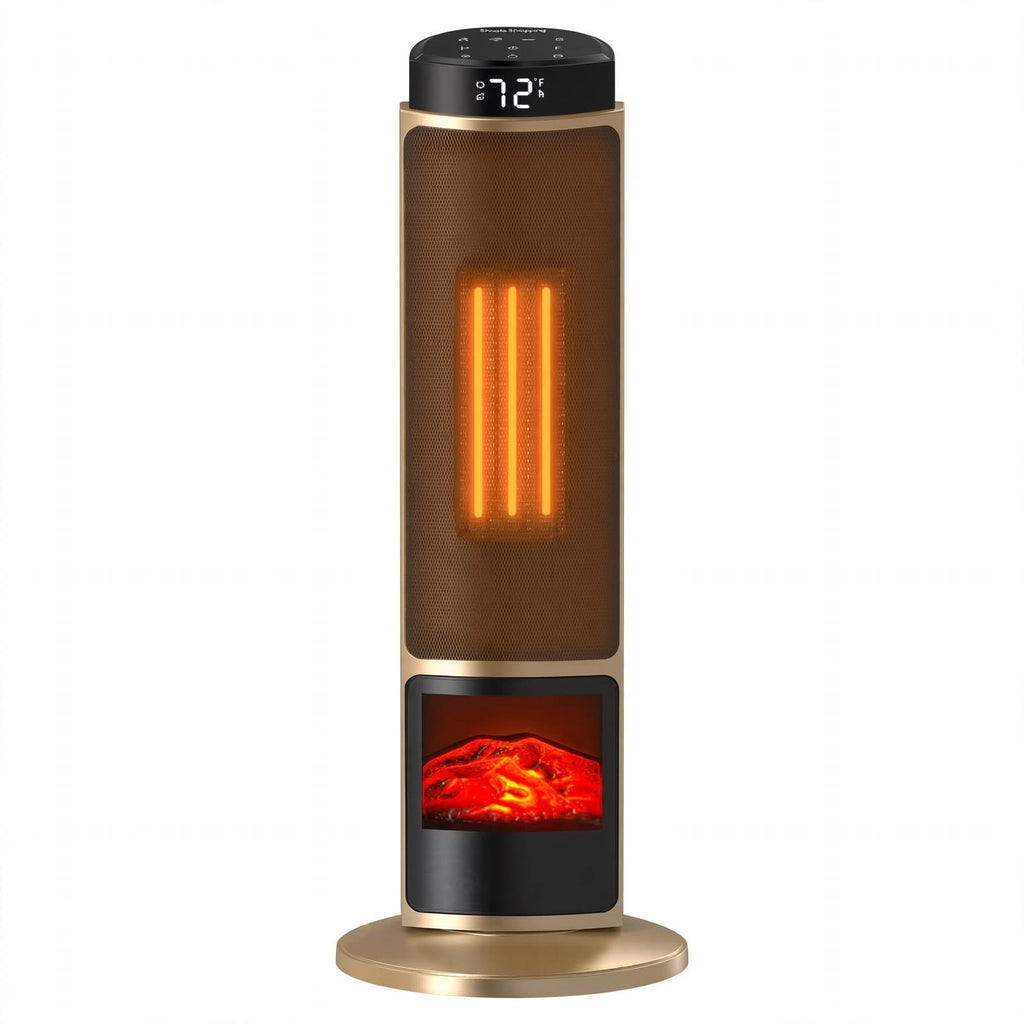 Tower Space Heater with Fireplace - Electric Space Heater with Remote