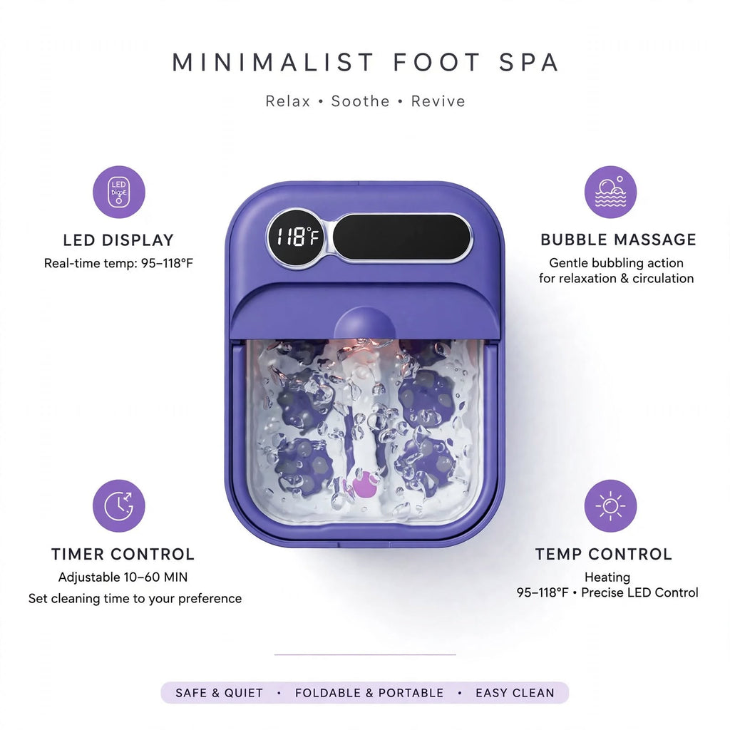 Electric Foot Bath Massager with Heater - Collapsible Foot Spa with Temperature Control and Bubble Massage